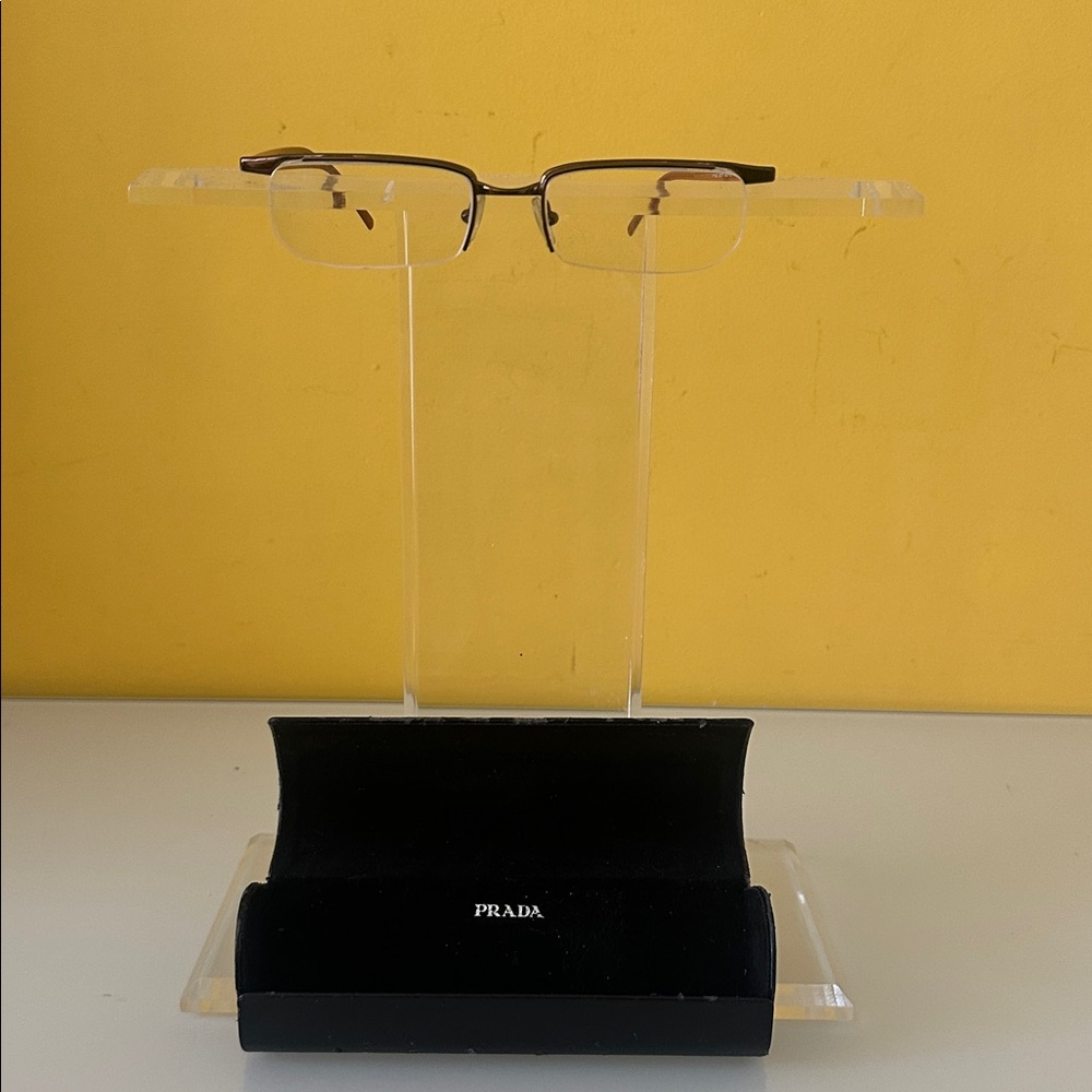 Prada Sleek Bronze Titanium Frameless Rectangular Prescription Glasses Frame - Picture 15 of 15